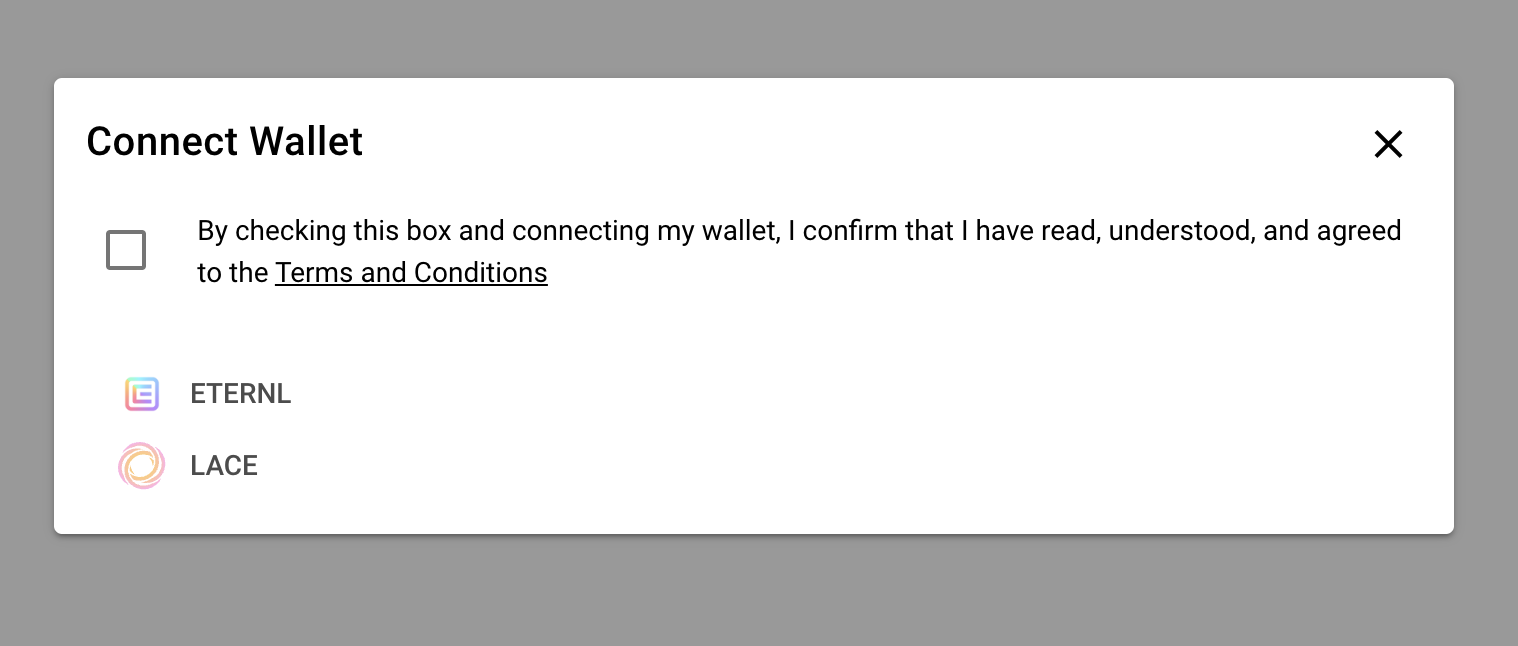 Connect Wallet popup